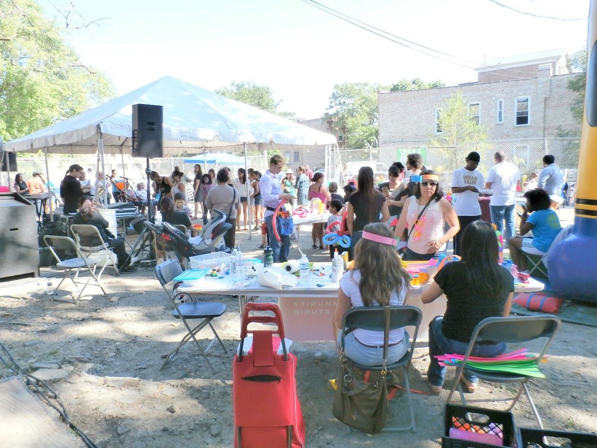 Neighbors gathered at a Lawndale block party