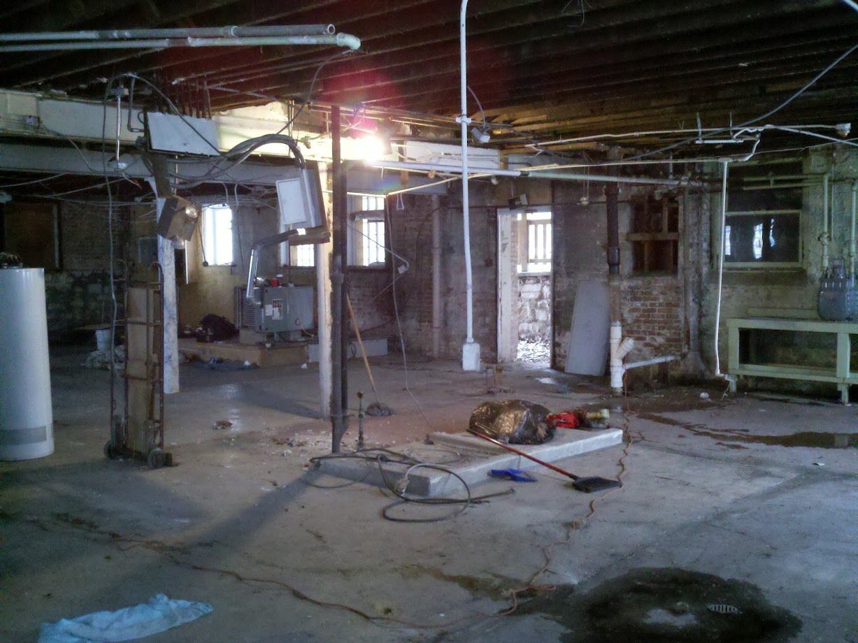 Gutted interior of a vacant commercial building