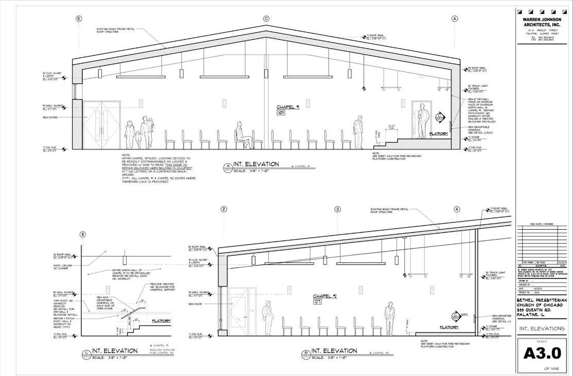 Architectural building section from a permit drawing set